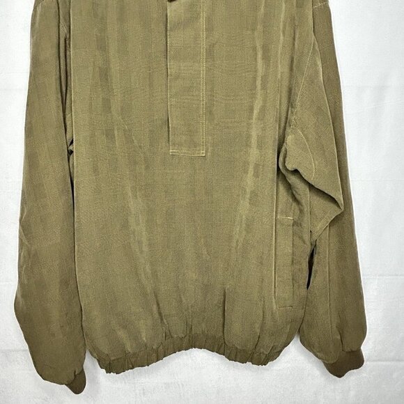 FootJoy FJ Taupe Green Golf 1/2 Zip Mock Collar Jacket Men's L Elastic Waist - Picture 3 of 6